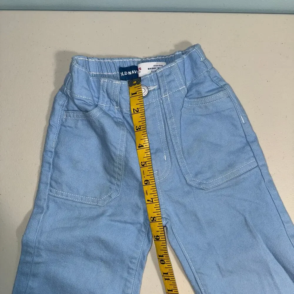 Old‎ Navy Girls (XS) 5 Jeans Hi Rise Baggy Wide Leg Denim Everyday Casual Basic